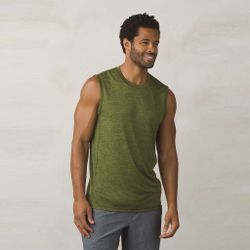 prAna Men's Fern Green Stripe Hardesty Sleeveless  