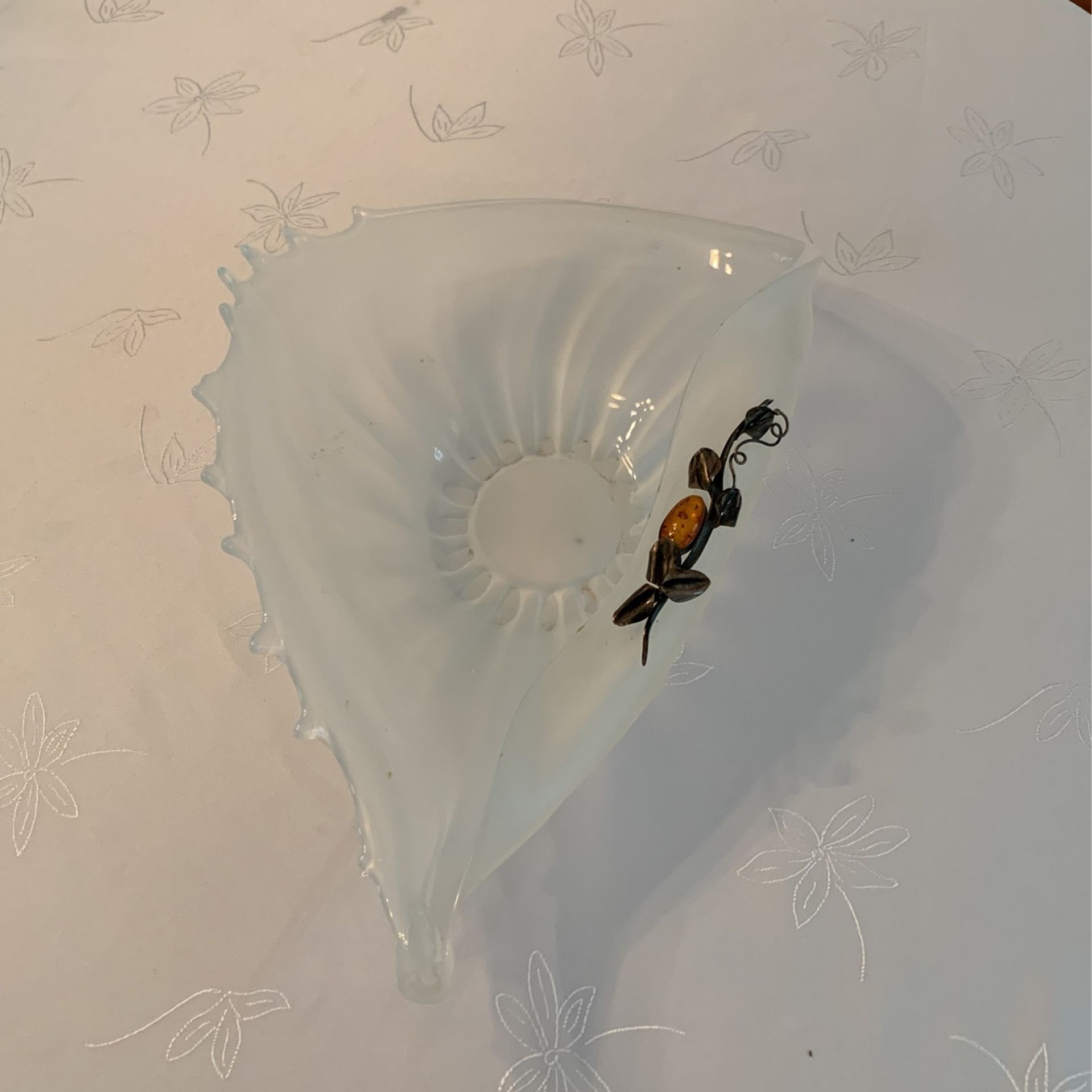 Nice Crystal, Amber And Silver Bowl