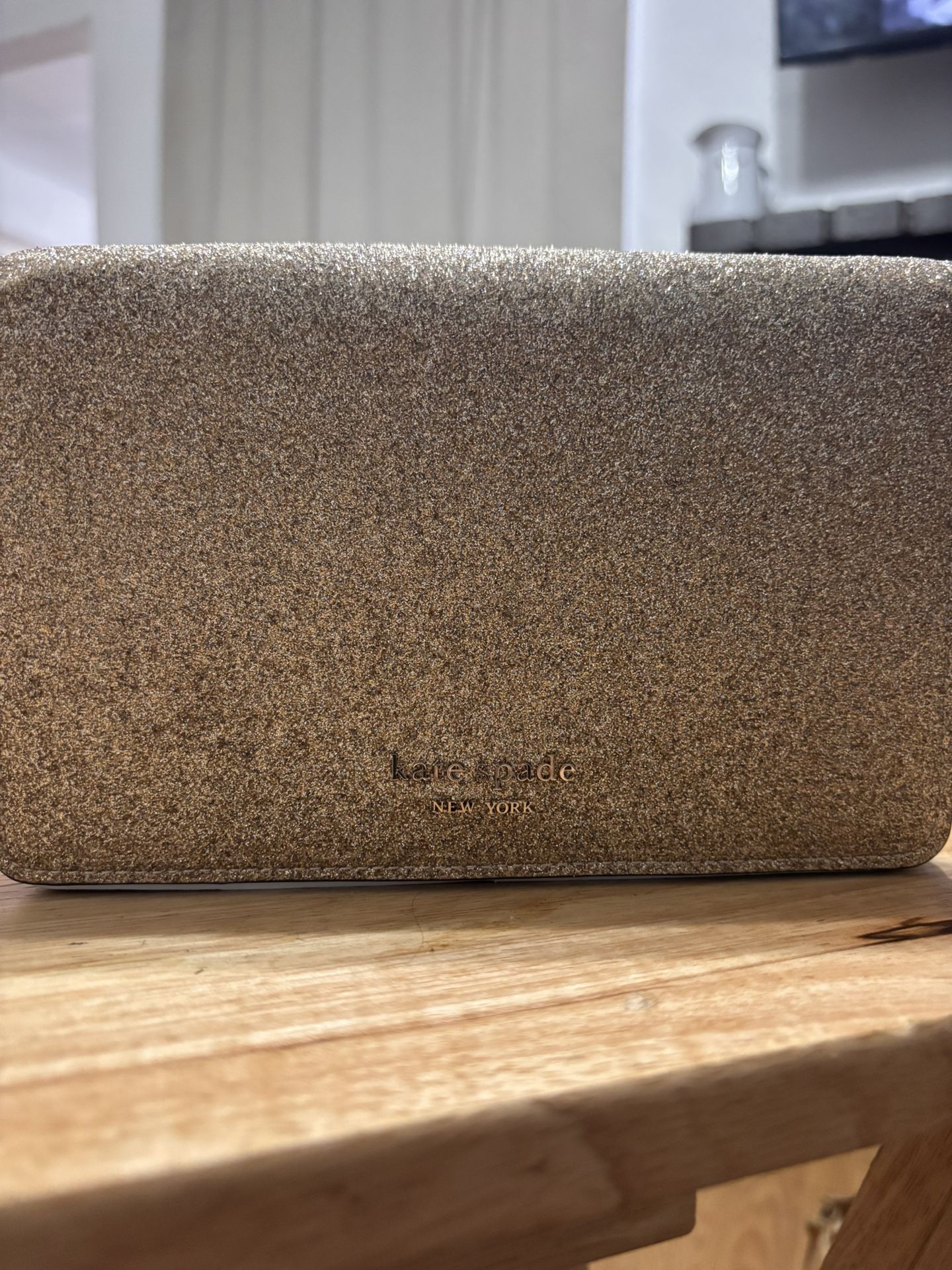 Kate Spade Gold Glitter Clutch