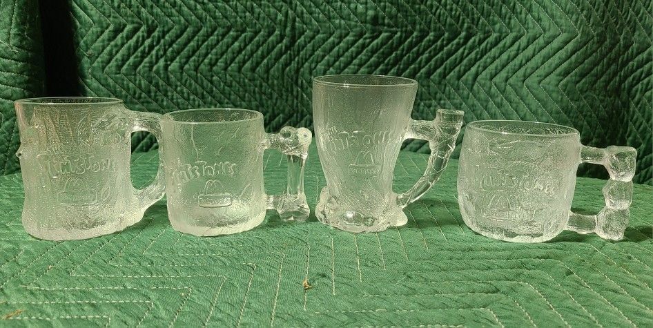 Vintage Set Of 4 McDonald's 1993 Flintstones Mugs