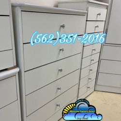 White Wood Five Drawer Chest Dresser With Diamond Knobs Mueble Blanco Madera 