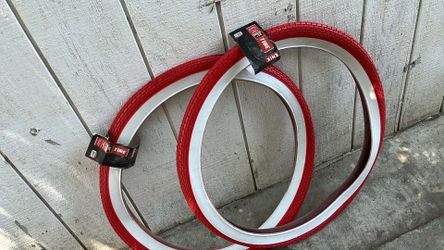 Red & White Bike tires