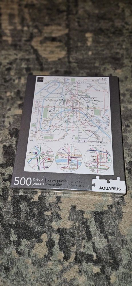 Aquarius Puzzle Paris Metro 500pc 14"x19" Brand New & Factory Sealed!!