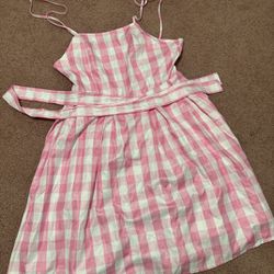 New 2xl Pink Checkered Barbie Western Country Dress Costume 