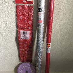 Ribbon Red 5/8 In & Wrap Paper.