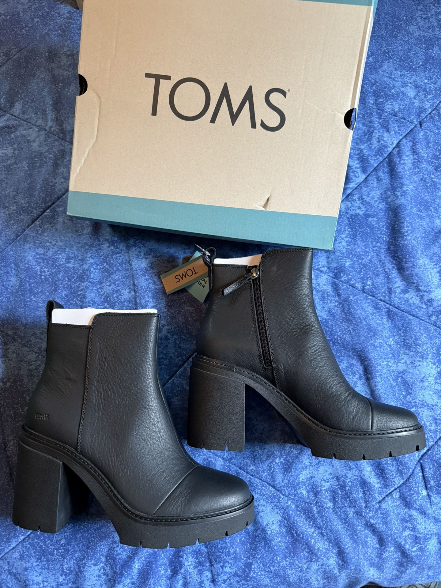 Toms Womens Rya Leather Round Toe Ankle Boots Size 10