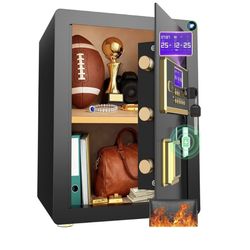 184 Anti-Theft Digital Safe Box with Fireproof Waterproof Bag, LED Light & Alarm System - Security Safe with Adjustable Shelf for Jewelry, Cash - for 