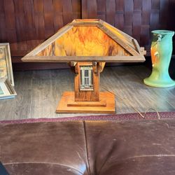 1940s Antique Mission lamp Oak And Glass