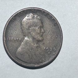 One 1936 – S mint wheat penny with error on date the one is almost gone