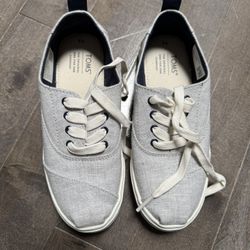 New! Toms Cordones Cupsole Drizzle Gray Chambray Youth Shoes Size 2