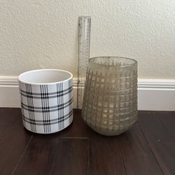 2 Glass Vases Pots