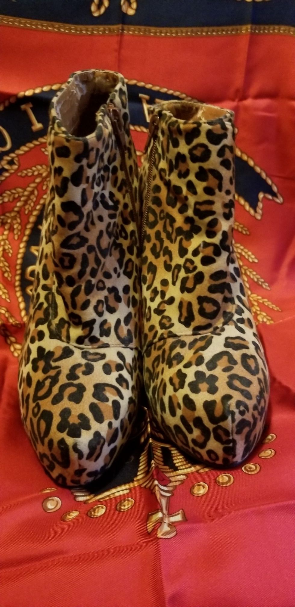 Leopard print booties heels