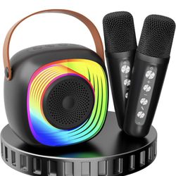 Karaoke Machine for Kids Adults, Portable Bluetooth Speaker with Wireless Microphone 