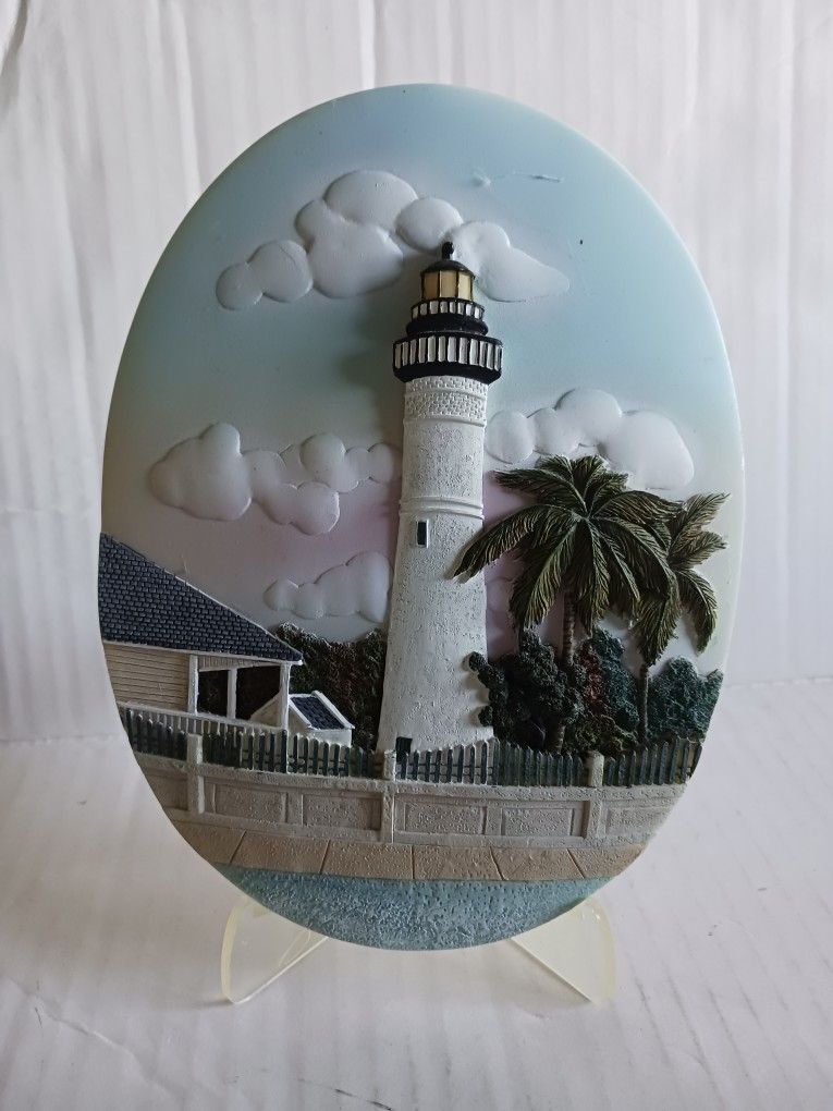 Lighthouse Oval Wall Plaque - Key West, FL - 3D Ceramic Picture Decor