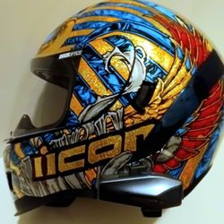 Icon pharaoh medium heltmet + xmax intercom / clear visor - original box 