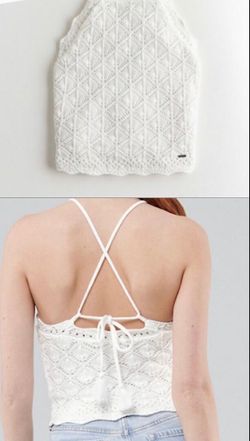 Hollister Lace Tie Halter Top, Smocked Crop Baby Tee.