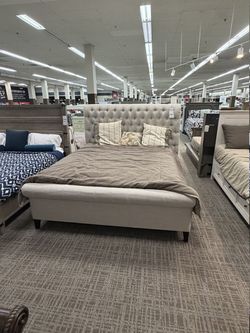 Upholstered King Bed - Beige | Headboard