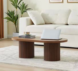 39.38 in. Multi-Scenario Oval MDF Walnut Coffee Table