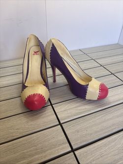 Shiekh Colorful Patchwork With White Stitching Platform Heels Size 8.5