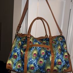 Peacock Print Duffle Bag
