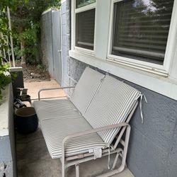 Metal Outdoor Two Seat Rocking Bench/Chair W/ Cushions