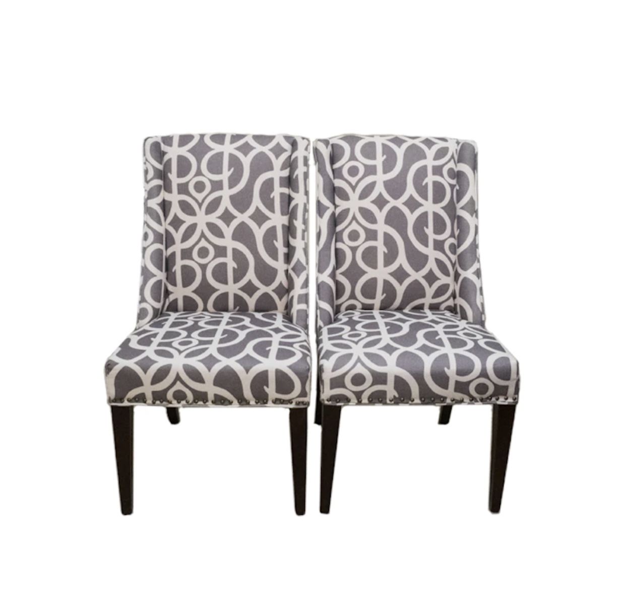 Pair of Pier One "Owen" Wingback Dining Chairs in Pewter Metro