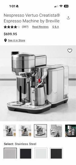 Nespresso Vertuo Creatista Espresso Machine by Breville