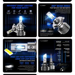 NOVSIGHT H4 9003 HB2 LED Headlight Bulb Kit Hi/Lo Beam 10000LM Brighter White