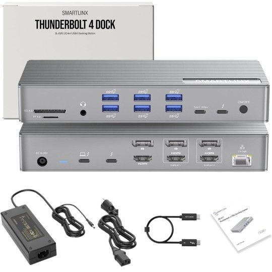 Thunderbolt 4 Dock with Displaylink Chipset - MacBook Docking Station Dual/Triple/Quad/Penta Monitor - 21 Ports 40Gbps, 150W Charging, 8K/4K Displays 