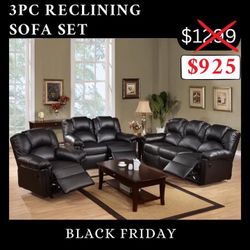 3pc Sofa Loveseat And Reclining Chair