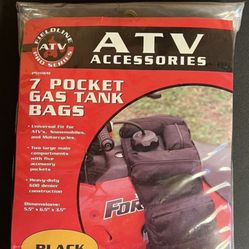 New, ATV  Seven Pocket Gas Tank Bag BLACK
