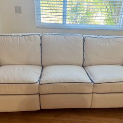 Cream Sofa With Navy Blue Trim -Like new