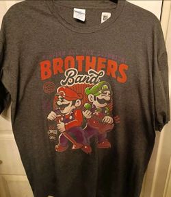 Super Mario Bros. T-shirt XL (Gray) Brothers Band Short Sleeve Nintendo