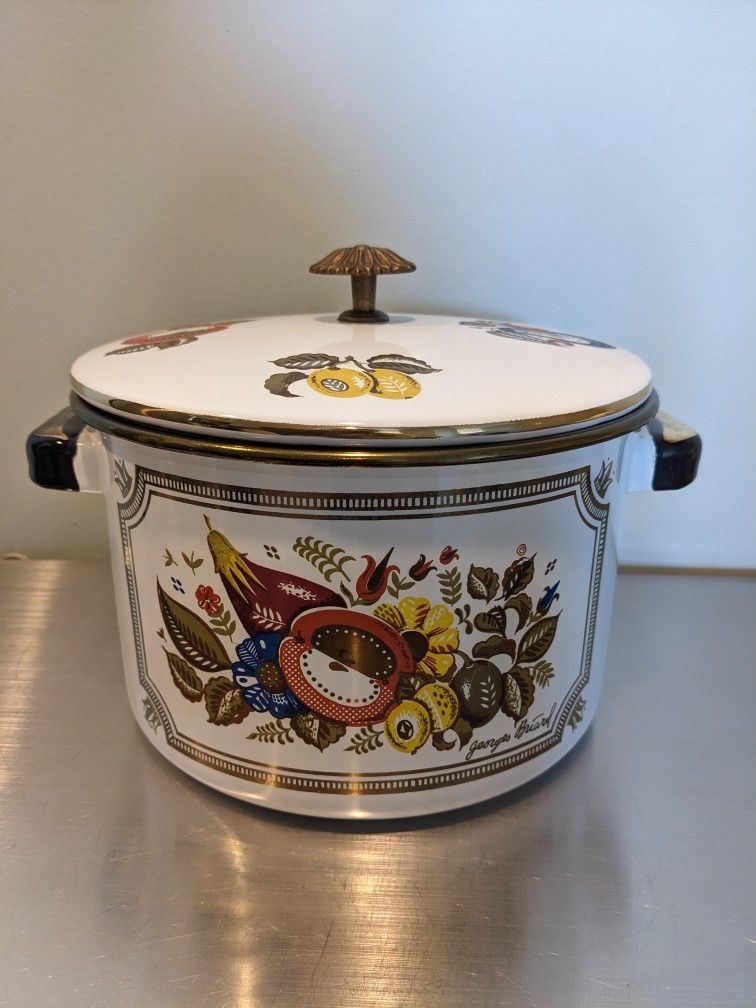 Georges Briard Retro Mid Century Enamel Pot w Lid