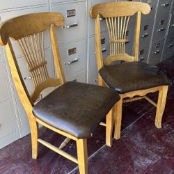 Pair Of Sturdy Kitchen Chairs.  Need Recovered