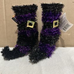 Halloween Witches Boots Decoration Set Black & Purple ..