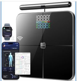 Smart Scale for Body Weight with Handle, Body Composition Analyzer,8-Electrode Highly Accurate Rechargeable Digital Bathroom Scale for Weight Fat BMI