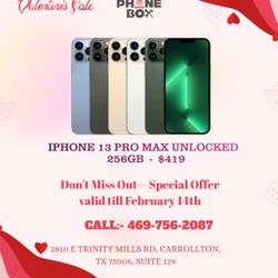 iPhone 13 Pro Max 256GB Desbloqueado disponible en la oferta especial de la semana de San Valentín.