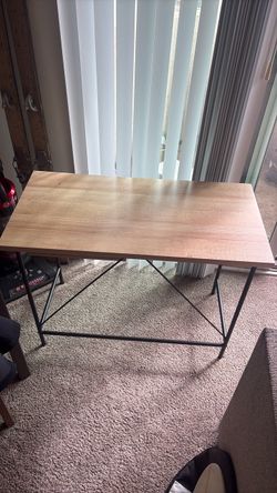 Wood and Metal Writing Desk with Storage
