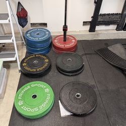 Fringe Sport Bumper Plates and Olympic Barbell