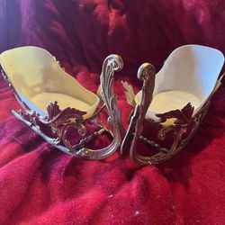 Pair Of Vintage Plastic Sleigh Decor Items