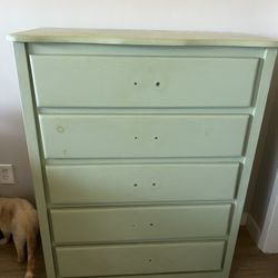 Green 5 drawer dresser 