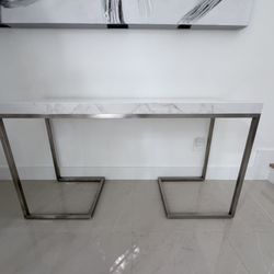 Elegant Silver/ Marble Console Table! 