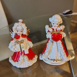 Set of 2 Vintage Angel Figurines