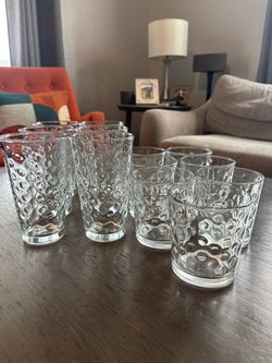 12-Piece Clear Textured Bubble Drinking Glass Set