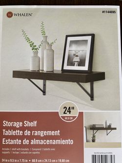 Allen + Roth Java Wood Shelf With Brackets (24” Wide)