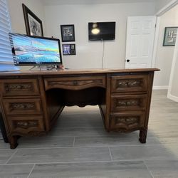 Antique Drexel Oak Desk- Solid Wood 