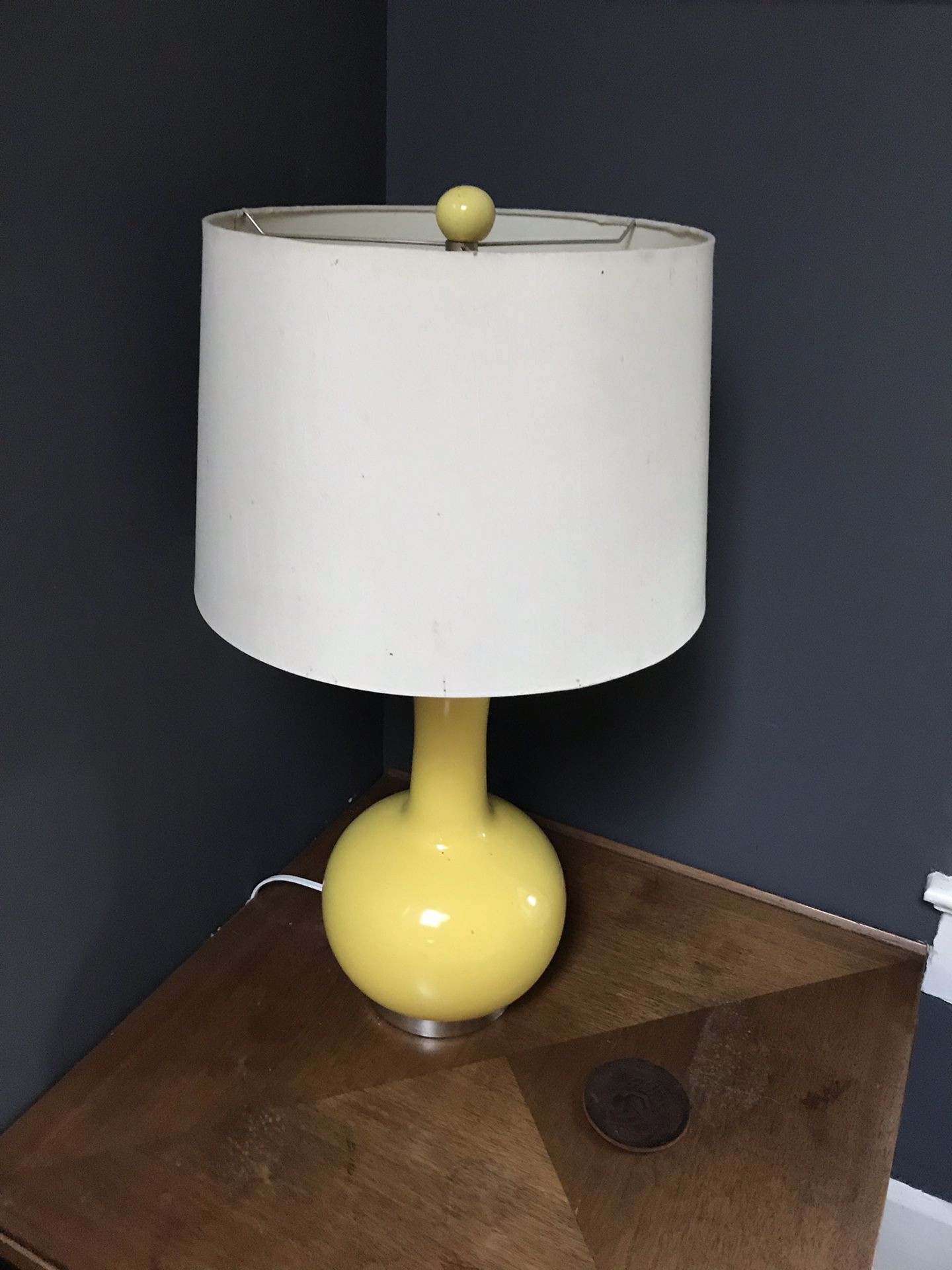 Vintage yellow lamp with white shade