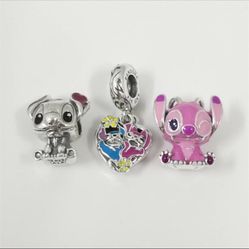 Pandora Stitch And Girlfriend Angel Charm 3Pcs Set