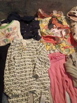 Mostly name brand girl toddler clothes, many sets, (NB, CK, Cat and Jack, Puma, Btween Baby, Guess, Levi, etc.  Sizes 12-24 month